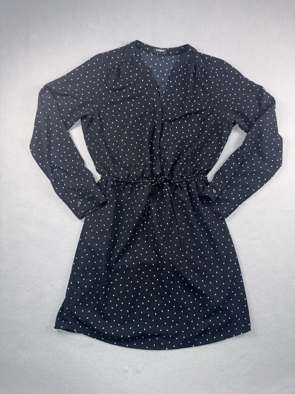 Express Long Sleeve Dress Size S Black White Polka Dot